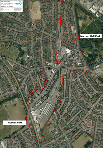 Map of Morden boundary aerial photo