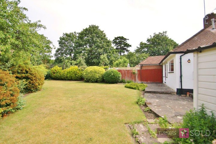 Rear garden, 2 bedroom bungalow for sale. Epsom. Turners Property