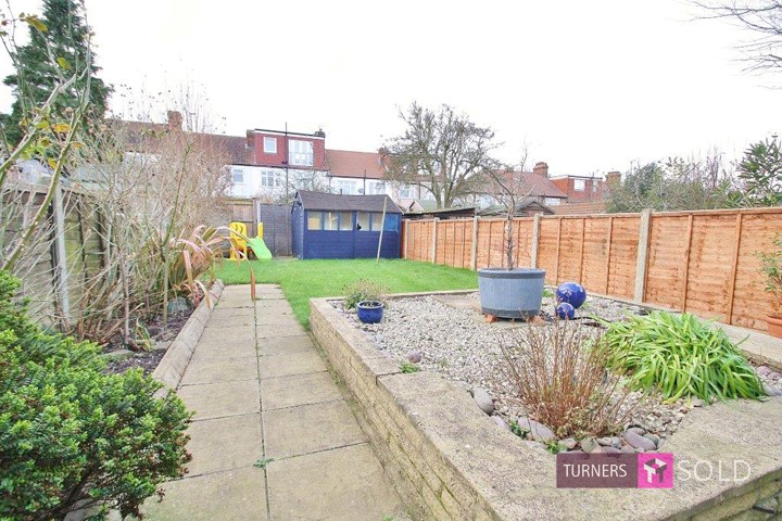 Rear Garden, Hillside Close, Morden, house for sale. Turners Property